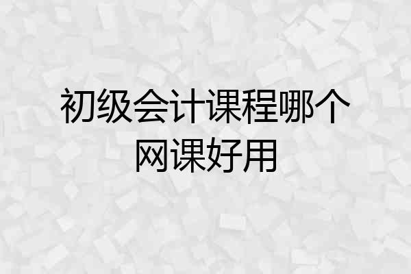 初级会计课程哪个网课好用