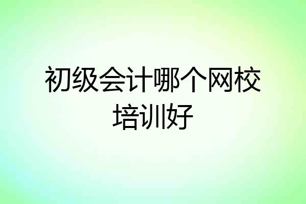 初级会计哪个网校培训好