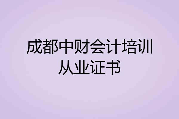 成都中财会计培训从业证书