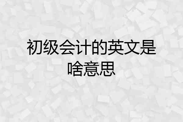 初级会计的英文是啥意思