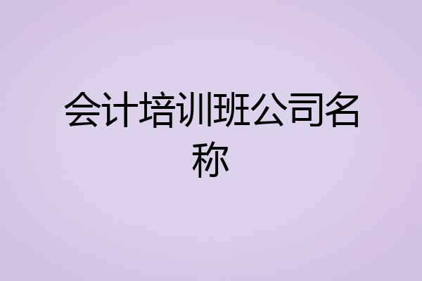 会计培训班公司名称