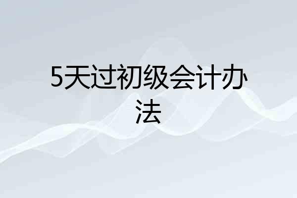 5天过初级会计办法