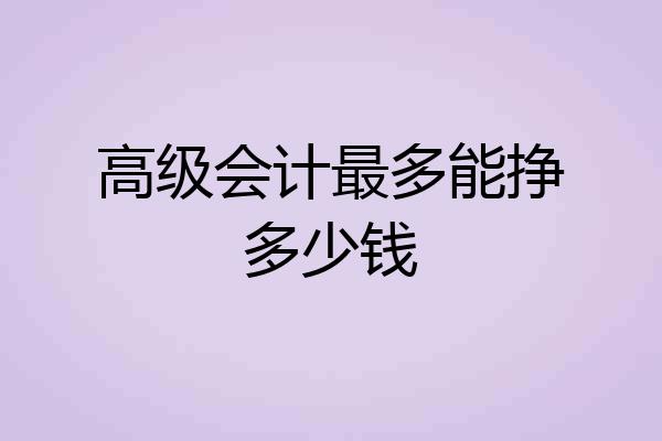 高级会计最多能挣多少钱