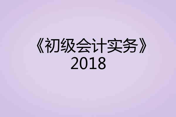 《初级会计实务》2018