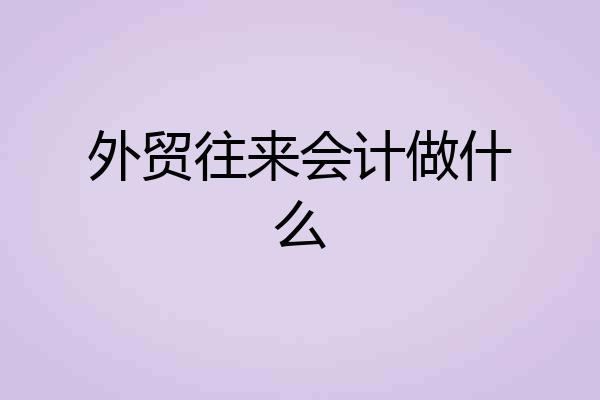 外贸往来会计做什么