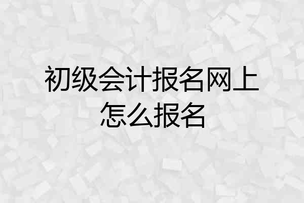 初级会计报名网上怎么报名