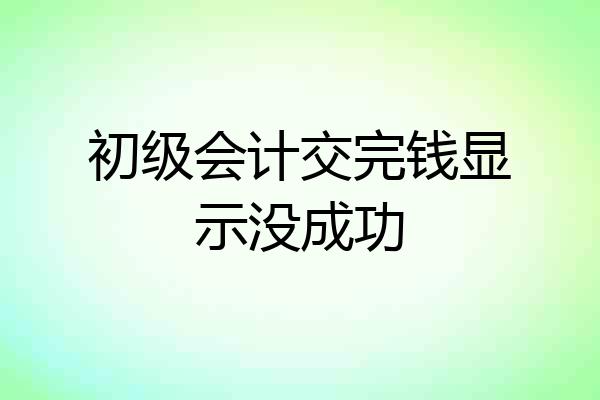 初级会计交完钱显示没成功
