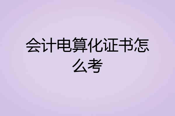 会计电算化证书怎么考