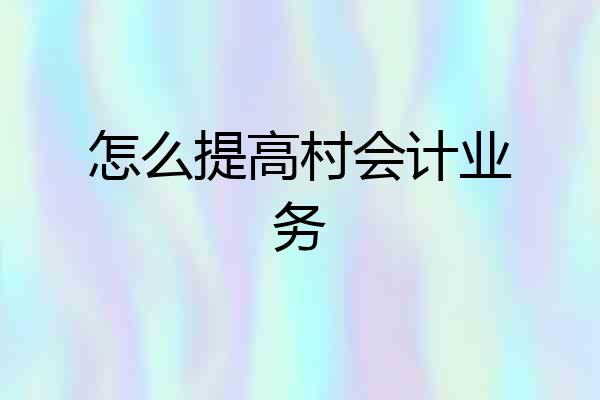 怎么提高村会计业务