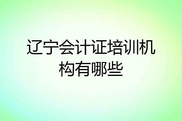 辽宁会计证培训机构有哪些
