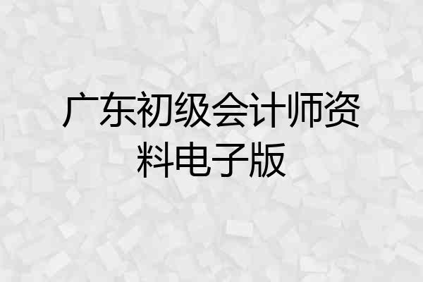 广东初级会计师资料电子版