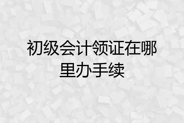 初级会计领证在哪里办手续