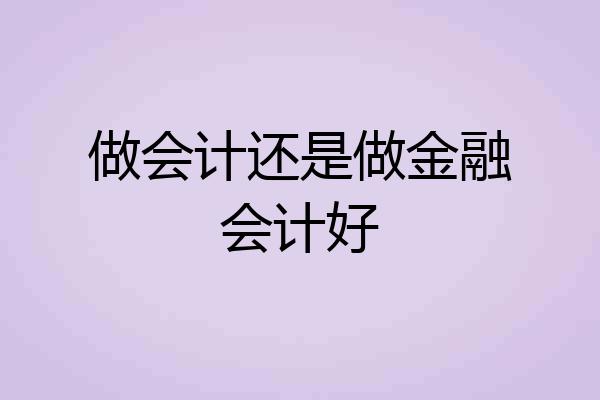 做会计还是做金融会计好