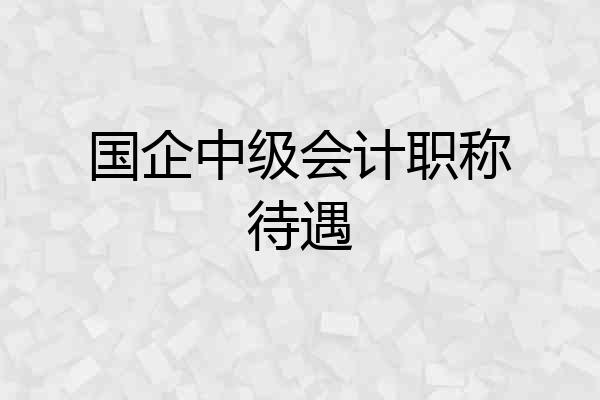 国企中级会计职称待遇