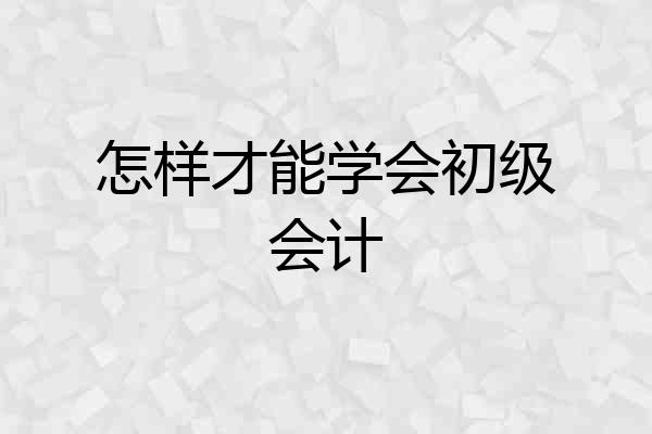 怎样才能学会初级会计
