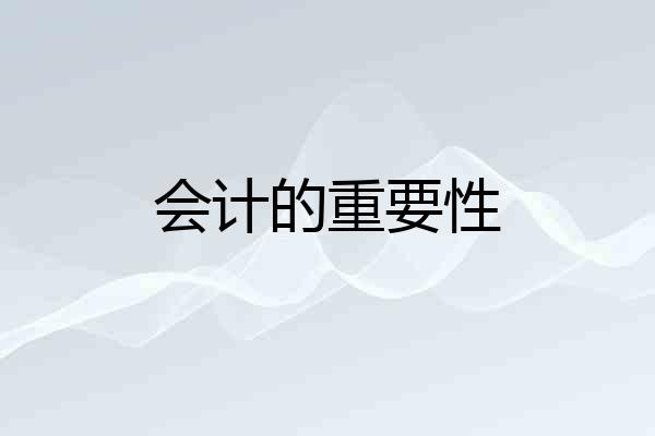 会计的重要性