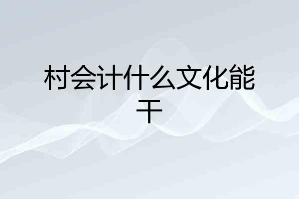 村会计什么文化能干