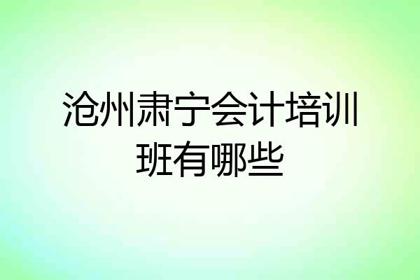 沧州肃宁会计培训班有哪些