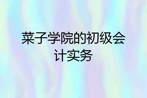 菜子学院的初级会计实务