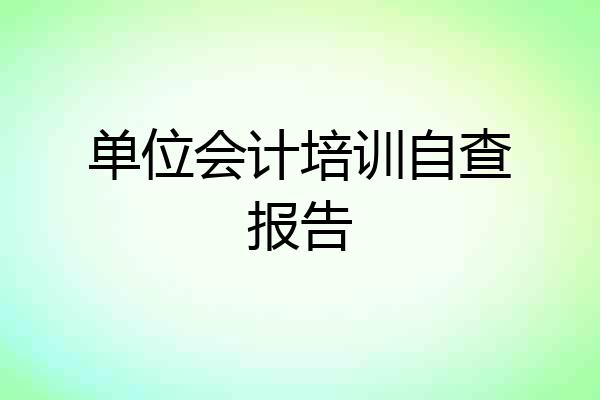 单位会计培训自查报告