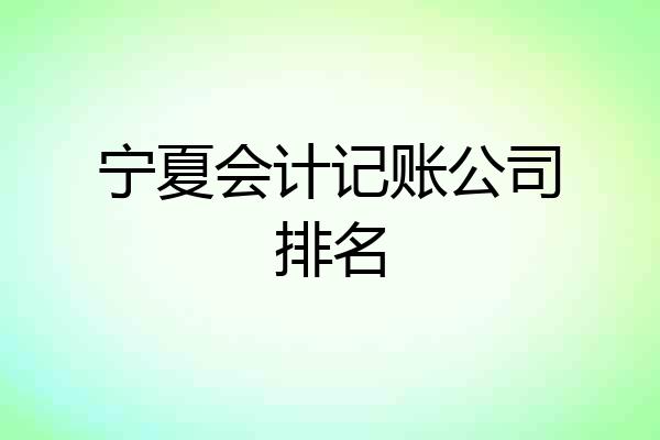 宁夏会计记账公司排名