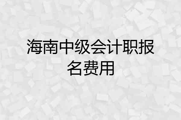 海南中级会计职报名费用