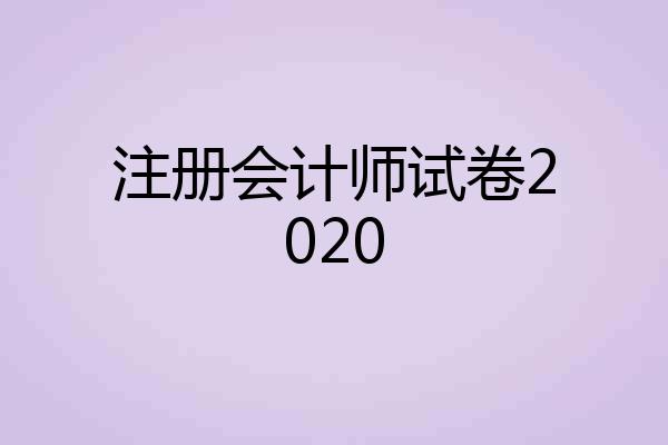 注册会计师试卷2020