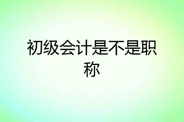 初级会计是不是职称