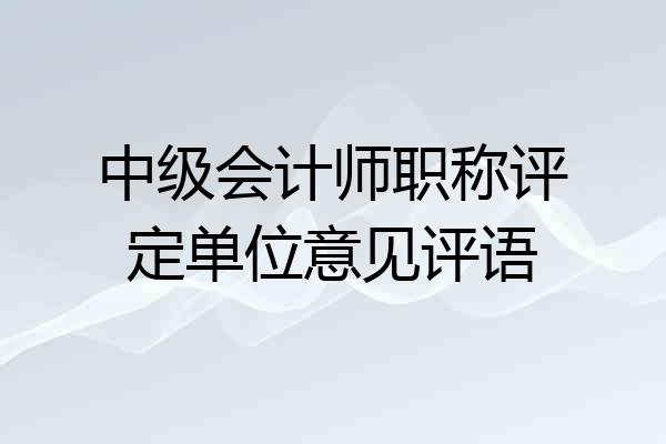 中级会计师职称评定单位意见评语