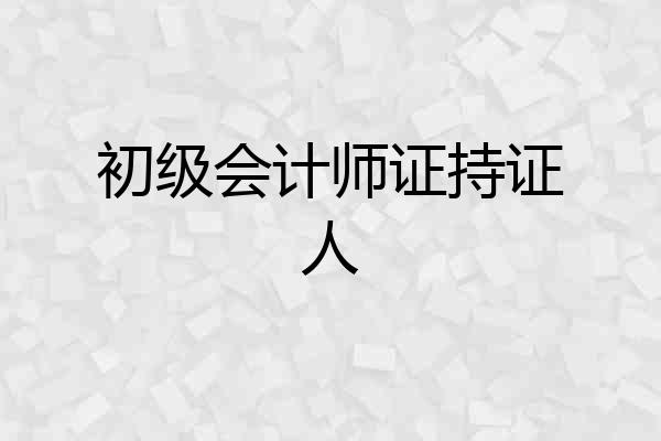 初级会计师证持证人