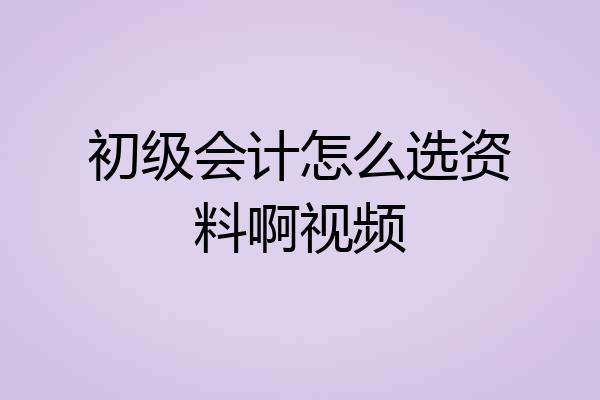 初级会计怎么选资料啊视频