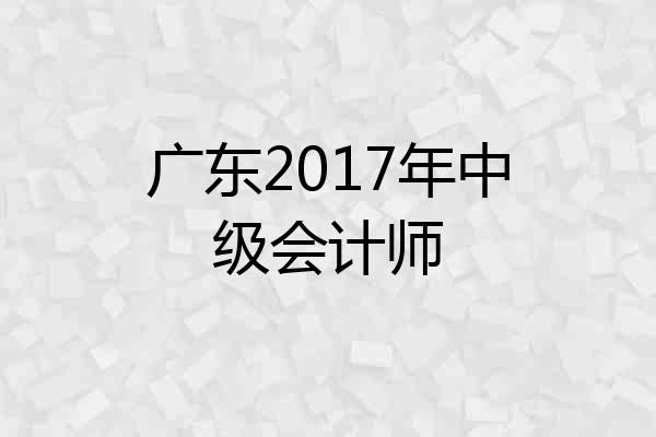 广东2017年中级会计师