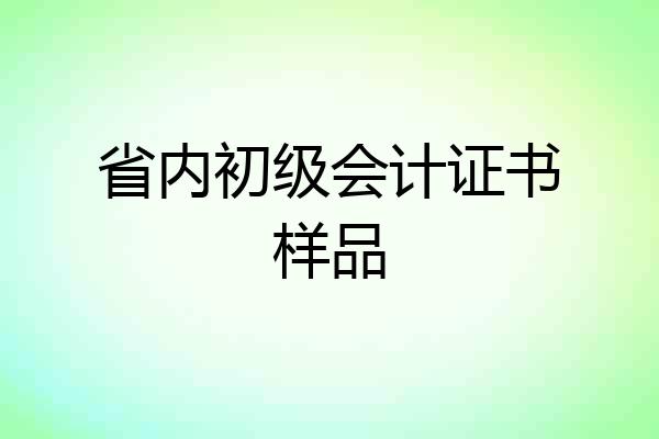 省内初级会计证书样品