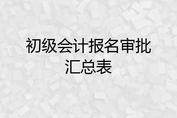 初级会计报名审批汇总表