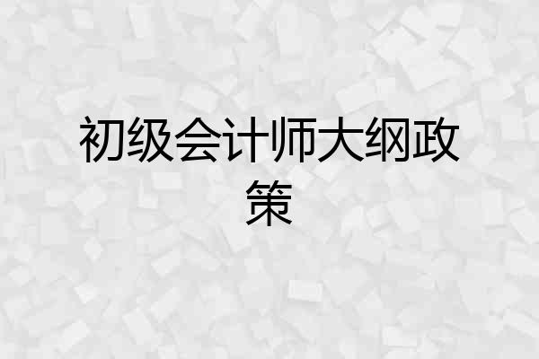 初级会计师大纲政策