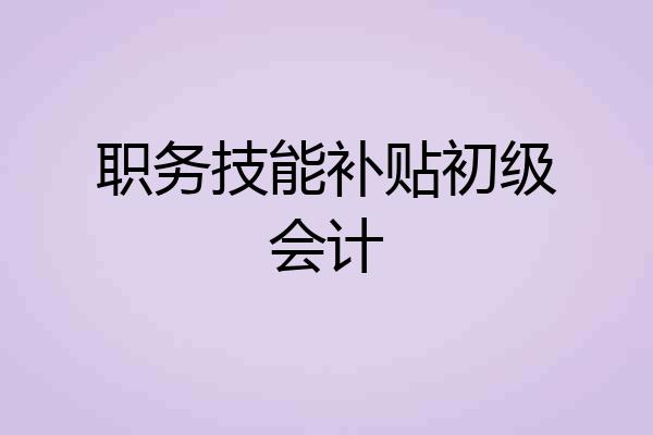 职务技能补贴初级会计