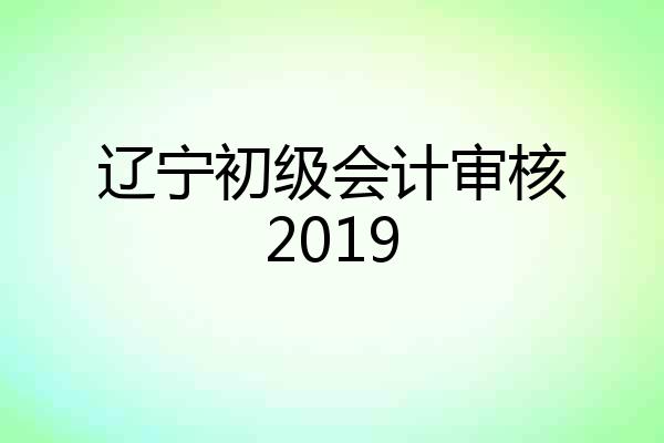 辽宁初级会计审核2019