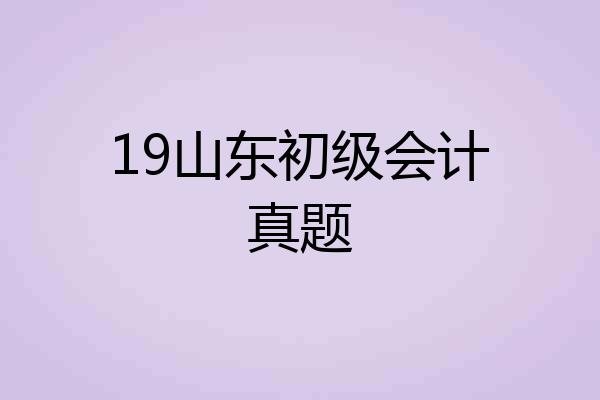 19山东初级会计真题