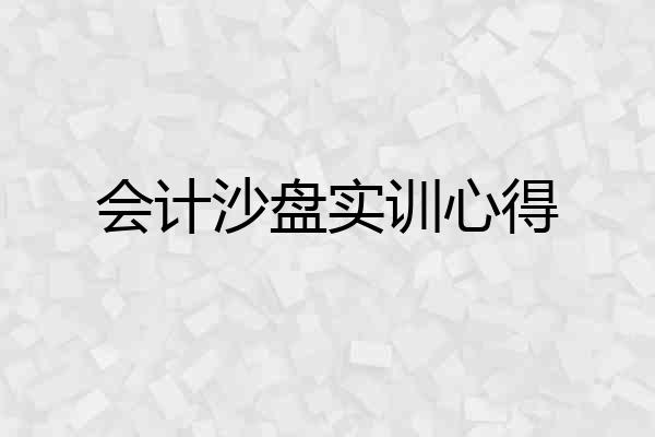 会计沙盘实训心得