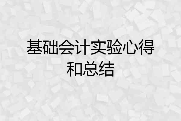 基础会计实验心得和总结