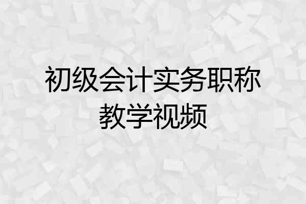 初级会计实务职称教学视频