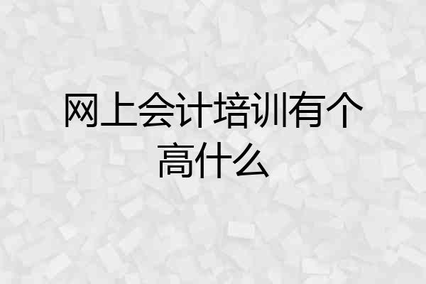 网上会计培训有个高什么