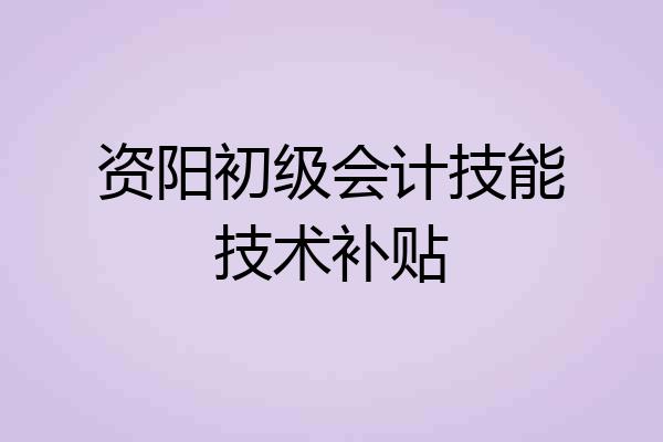 资阳初级会计技能技术补贴