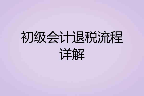 初级会计退税流程详解