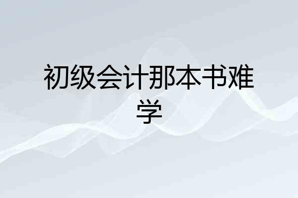 初级会计那本书难学