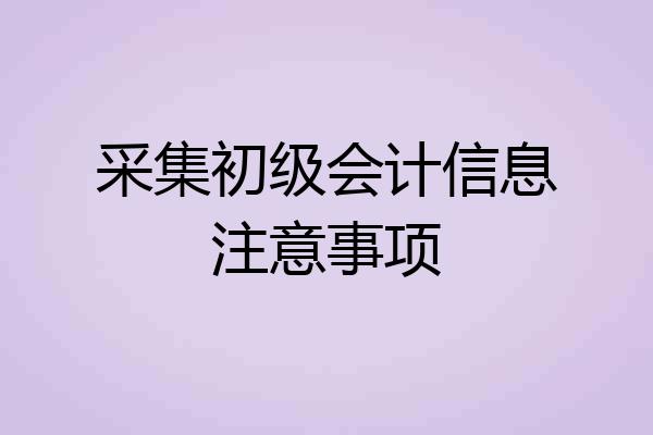 采集初级会计信息注意事项