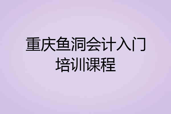 重庆鱼洞会计入门培训课程