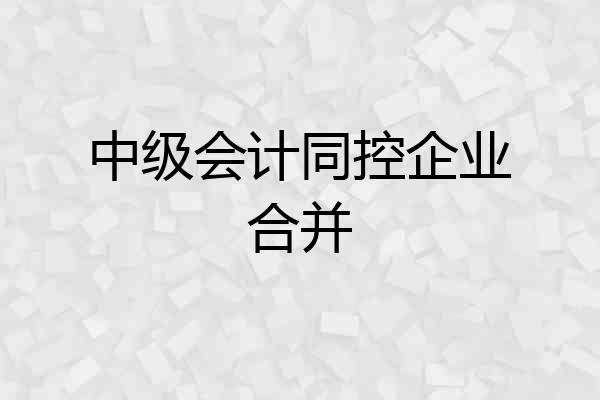中级会计同控企业合并