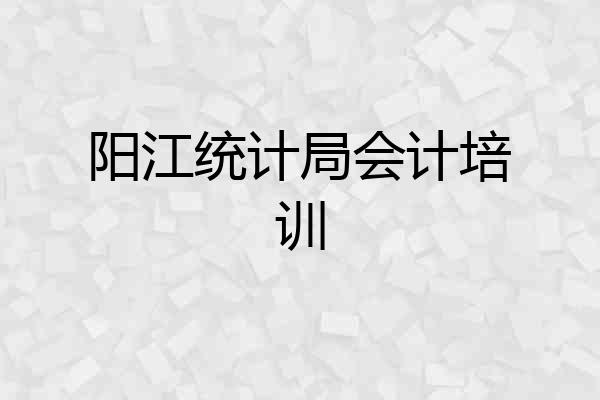 阳江统计局会计培训