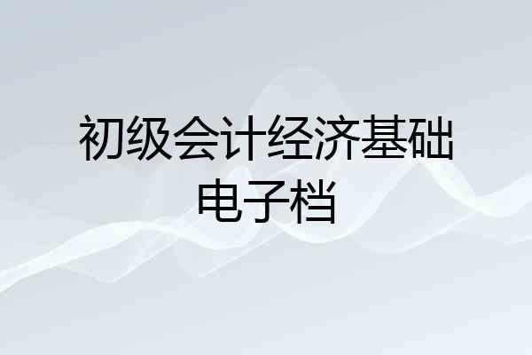 初级会计经济基础电子档